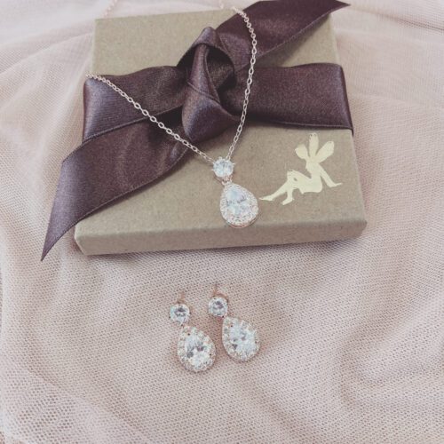 Club Classic Rose Gold Crystal Wedding Jewellery Set