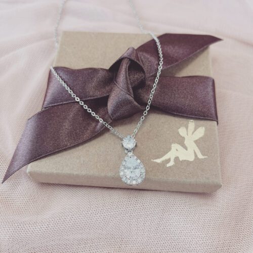 Club Classic Silver Crystal Wedding Necklace