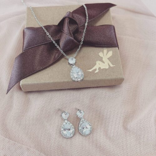 Club Classic Silver Crystal Wedding Jewellery Set