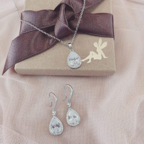 Jessica Silver Crystal Wedding Jewellery Set