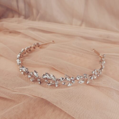 Evie Crystal Rose Gold Bridal Headband