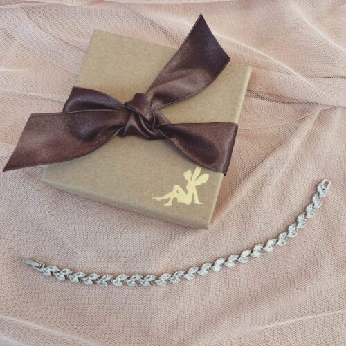 Willow Silver Leaf Crystal Wedding Bracelet