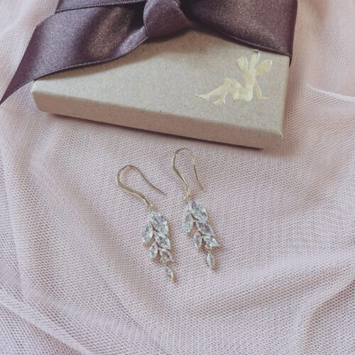 Fearne Crystal Gold Wedding Earrings