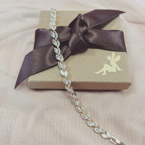 Willow Gold Leaf Crystal Wedding Bracelet