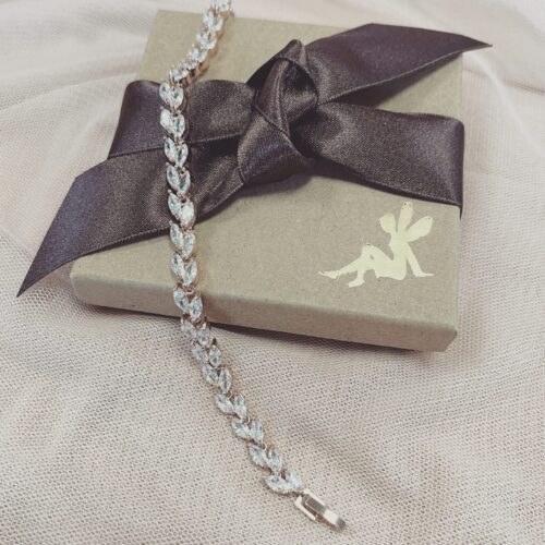 Willow Rose Gold Leaf Crystal Wedding Bracelet